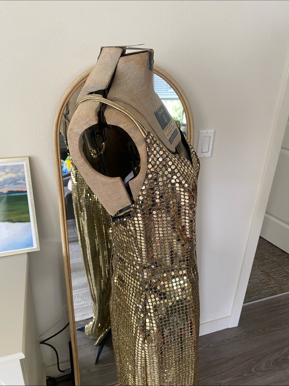 Vintage 1980s Deadstock LA Glo Gold Sequin Dress - Picture 15 of 16